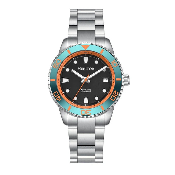 Heritor Automatic Bexley Automatic Japanese 8215 Miyota Watch with a Black Dial and a Silver Stainless Steel Strap in a 40mm Silver Stainless Steel Case with 20 ATM Water Resistance HERHS4502_8679792