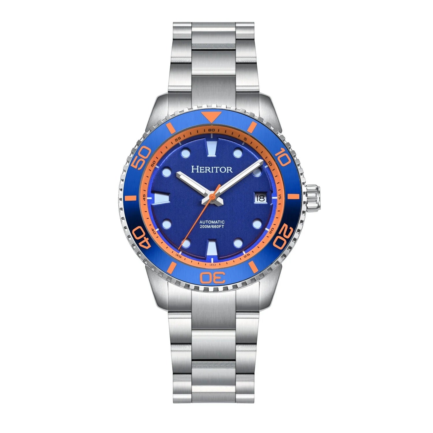 Heritor Automatic Bexley Automatic Japanese 8215 Miyota Watch with a Blue Dial and a Silver Stainless Steel Strap in a 40mm Silver Stainless Steel Case with 20 ATM Water Resistance HERHS4503_8679793