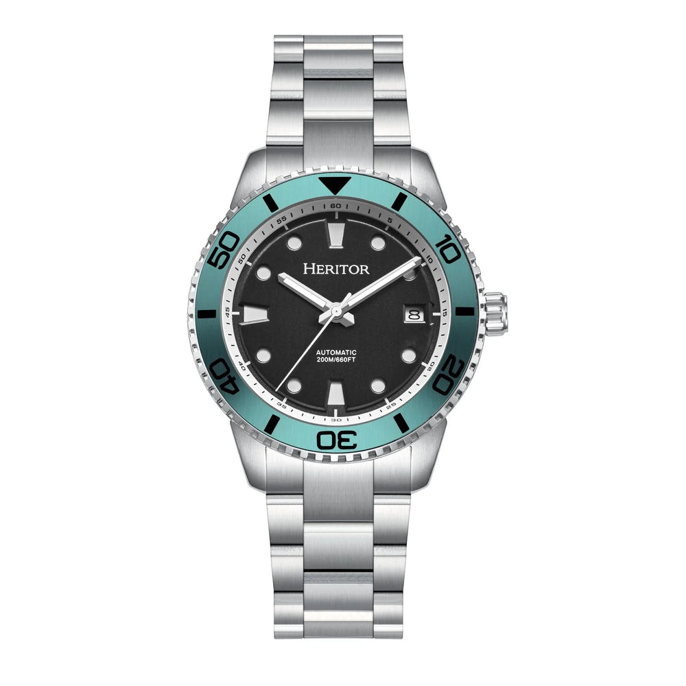 Heritor Automatic Bexley Automatic Japanese Watch with a Black Dial and a Silver Stainless Steel Strap in a 40mm Silver Stainless Steel Case with 20 ATM Water Resistance HERHS4504_8679813