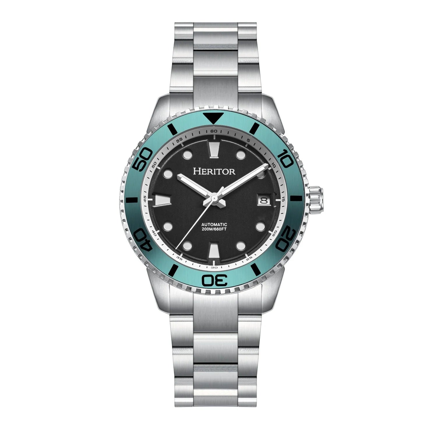 Heritor Automatic Bexley Automatic Japanese Watch with a Black Dial and a Silver Stainless Steel Strap in a 40mm Silver Stainless Steel Case with 20 ATM Water Resistance HERHS4504_8679813