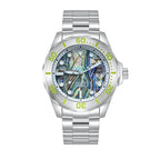 Nautis Pacific Automatic Japanese Watch with a Abalone Multi Green Dial and a Silver Stainless Steel Strap in a 44mm Silver Stainless Steel Case with 20 ATM Water Resistance NAUN105-1_8679832