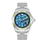 Nautis Pacific Automatic Japanese Watch with a Abalone Light Blue Dial and a Silver Stainless Steel Strap in a 44mm Silver Stainless Steel Case with 20 ATM Water Resistance NAUN105-4_8679844