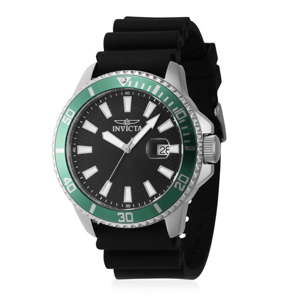 Invicta Pro Diver Quartz Watch with a Black Dial and a Black Silicone Strap in a 45mm Silver Stainless Steel Case with 5 ATM IN-46129_8680026_2
