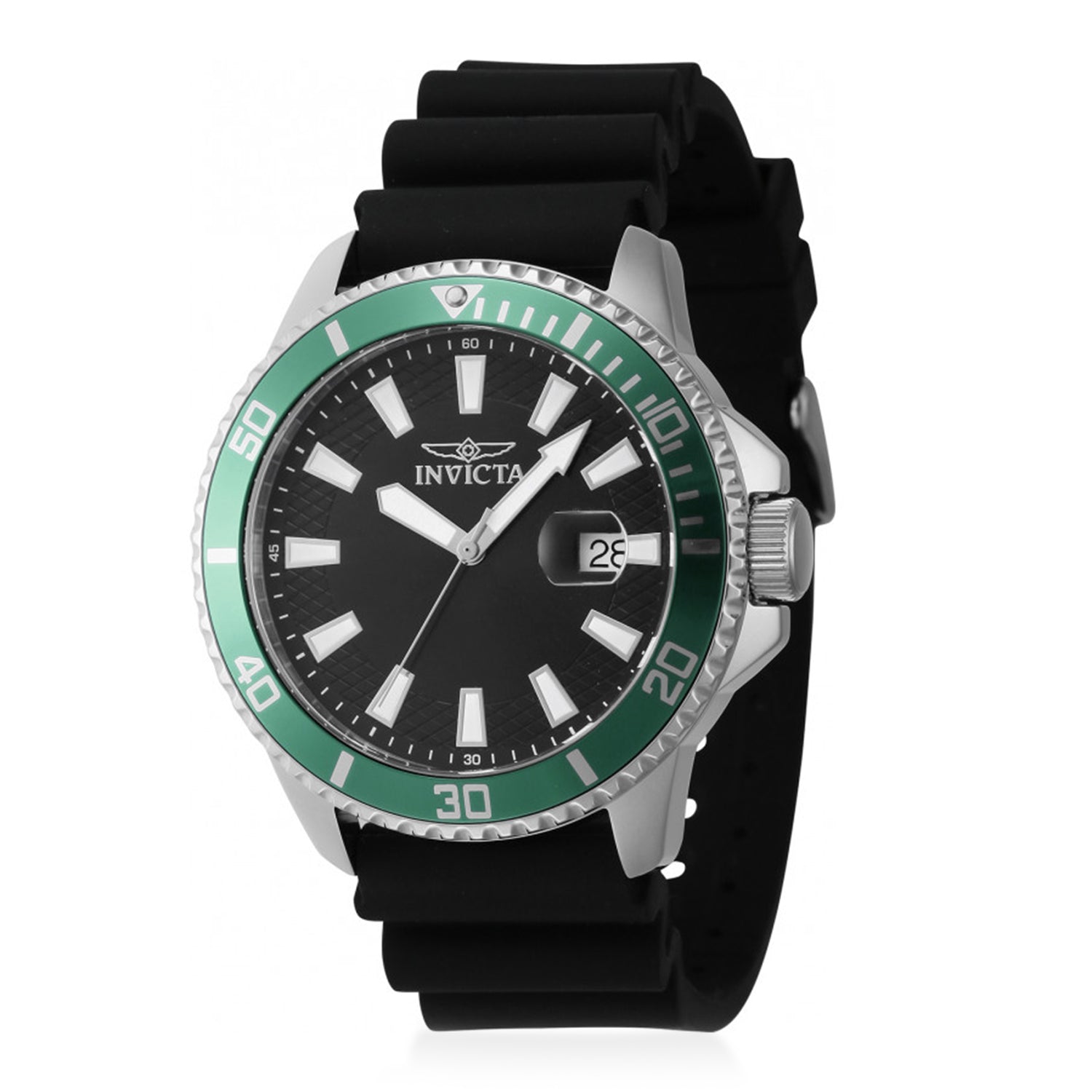 Invicta Pro Diver Quartz Watch with a Black Dial and a Black Silicone Strap in a 45mm Silver Stainless Steel Case with 5 ATM IN-46129_8680026_2