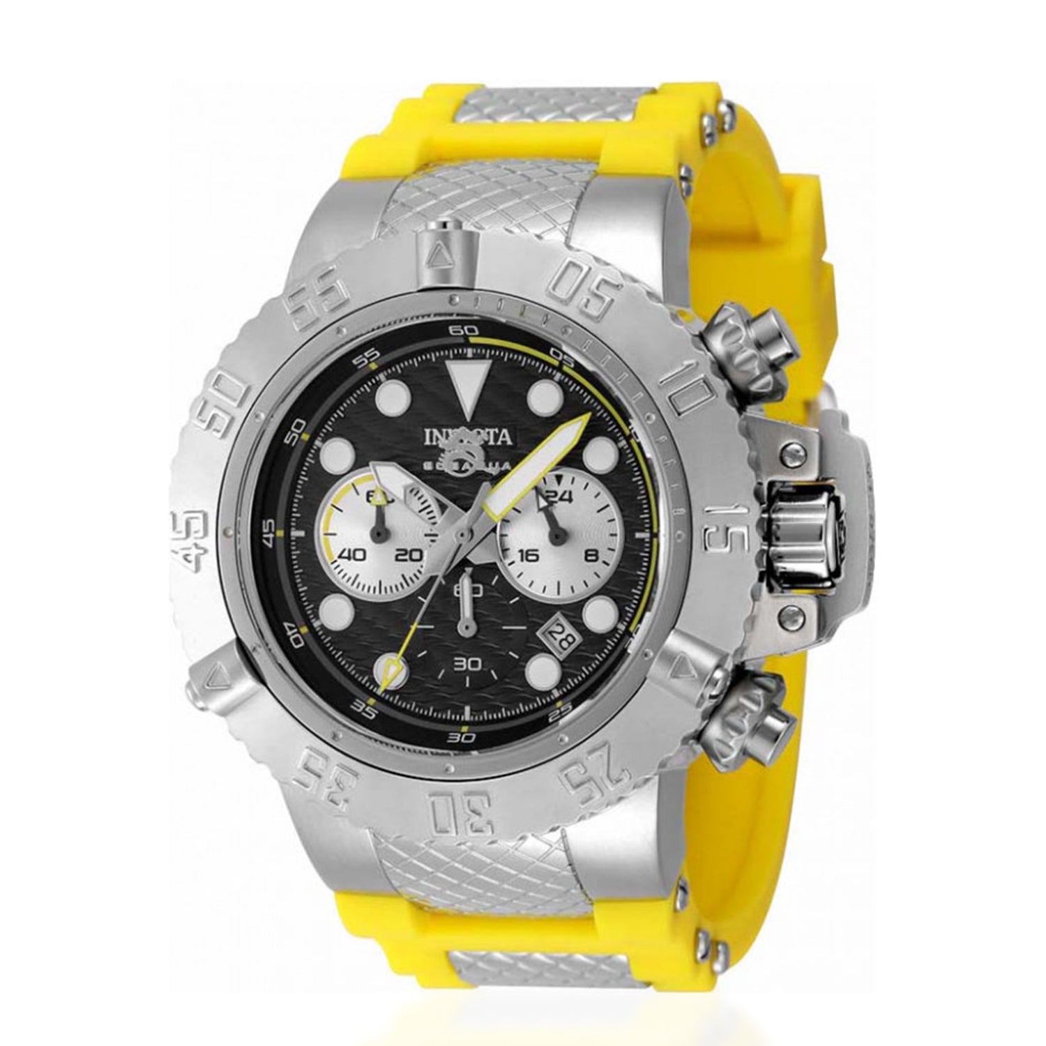 Invicta Subaqua Quartz Watch with a Black Dial and a Yellow Silicone, Stainless Steel Strap in a 50mm Silver Stainless Steel Case with 10 ATM IN-47825_8680027_2