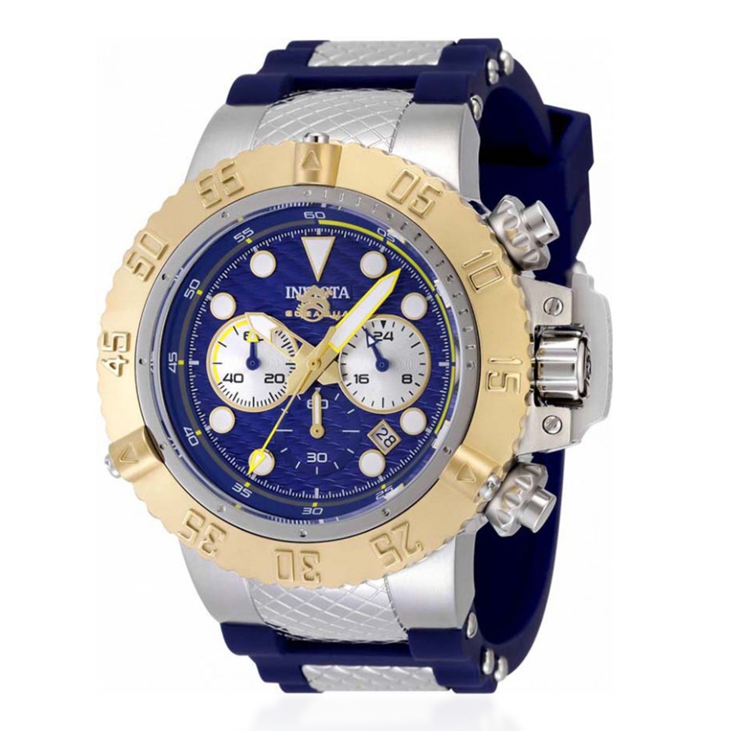 Invicta Subaqua Quartz Watch with a Blue Dial and a Blue Silicone, Stainless Steel Strap in a 50mm Silver and Gold Stainless Steel Case with 10 ATM IN-47919_8680047_2