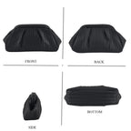 Designer Inspired - Ruched Clutch Bag with Detachable Chain Shoulder Strap - Black_8682731_3