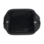 Designer Inspired - Ruched Clutch Bag with Detachable Chain Shoulder Strap - Black_8682731_4