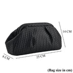 Designer Inspired - Ruched Clutch Bag with Detachable Chain Shoulder Strap - Black_8682731_5