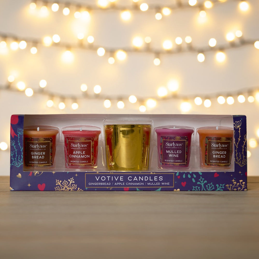 Starlytes Christmas Scented Votives with Golden Holder - Pack od 4_8685600