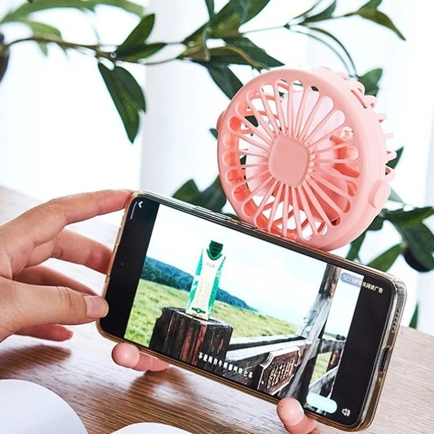 Handheld Grip Fan - Pink_8687284_1
