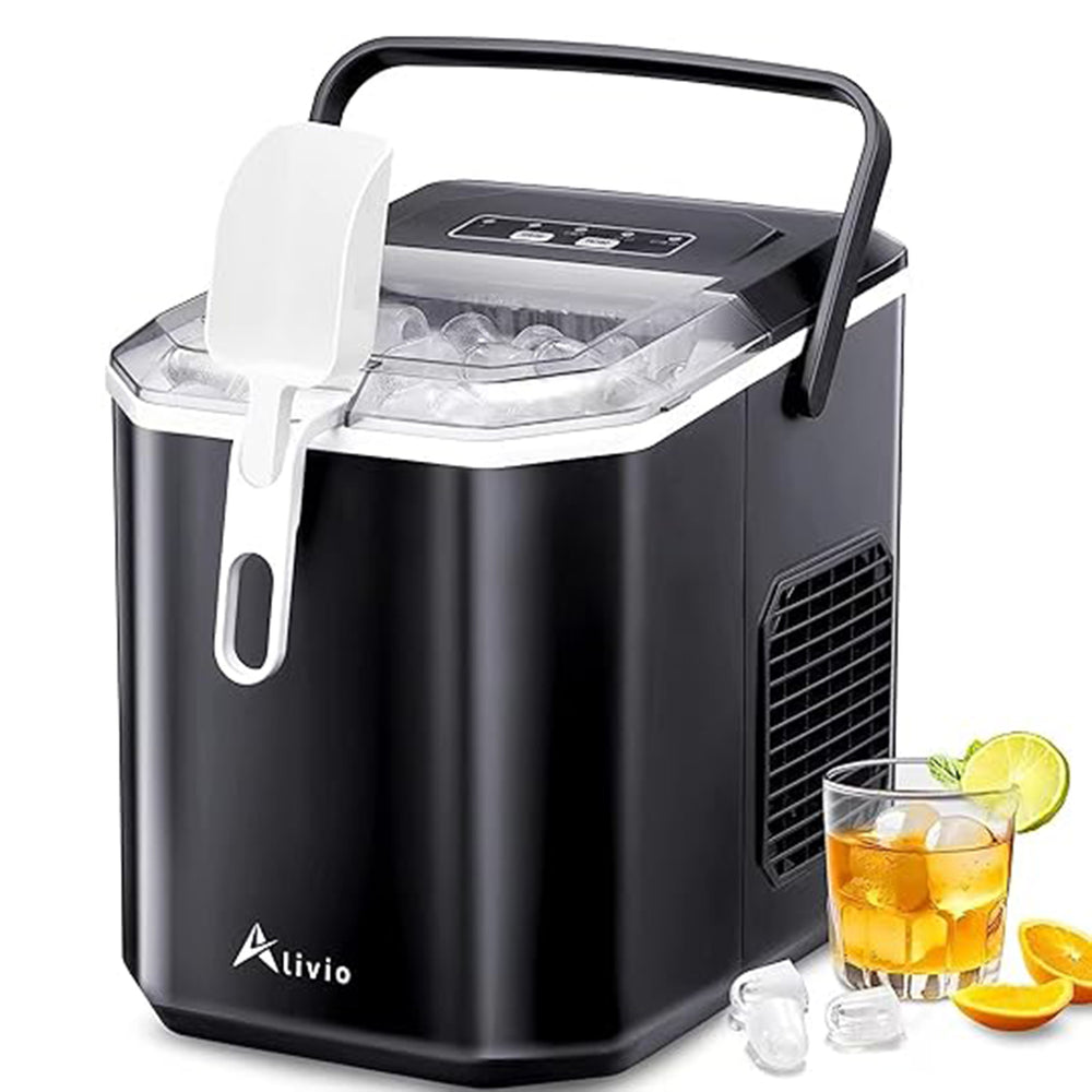 Countertop Ice Maker Machine, Portable Ice Maker 12 Cubes in 4 Mins, 30 Min Self-Cleaning Ice Machine with 1.2L Water Tank & 2 Sizes of Ice Cube (Black)_8696581