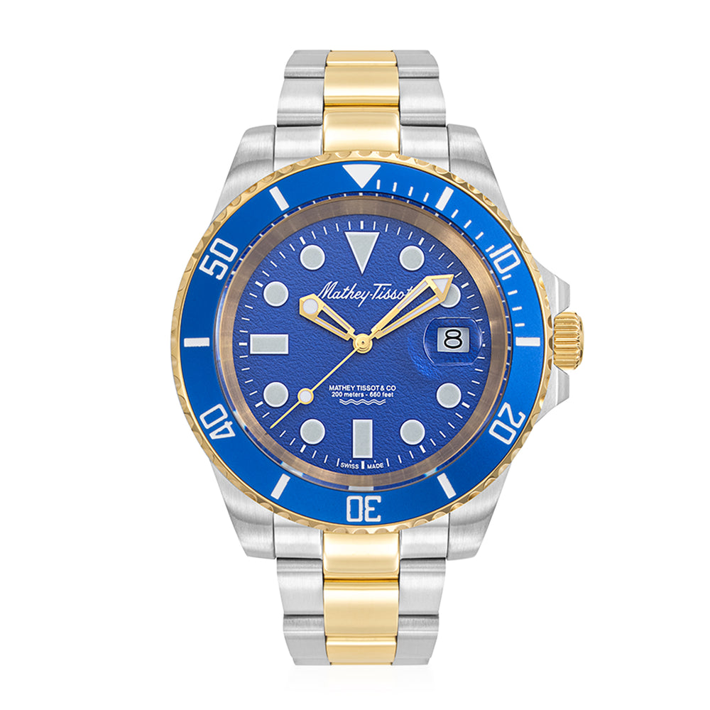 Mens Mathey Tissot Watch with a Blue Dial H977BBU 20 ATM 43mm Swiss Quartz Ronda 515_8700437
