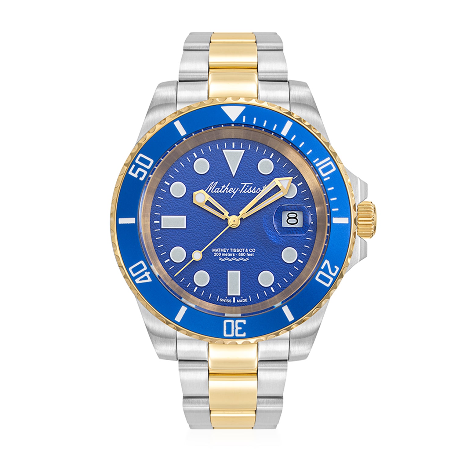 Mens Mathey Tissot Watch with a Blue Dial H977BBU 20 ATM 43mm Swiss Quartz Ronda 515_8700437