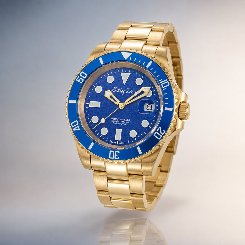 Mens Mathey Tissot Watch with a Blue Dial Swiss Quartz Ronda 515 20 ATM 43mm H977PBU_8700438