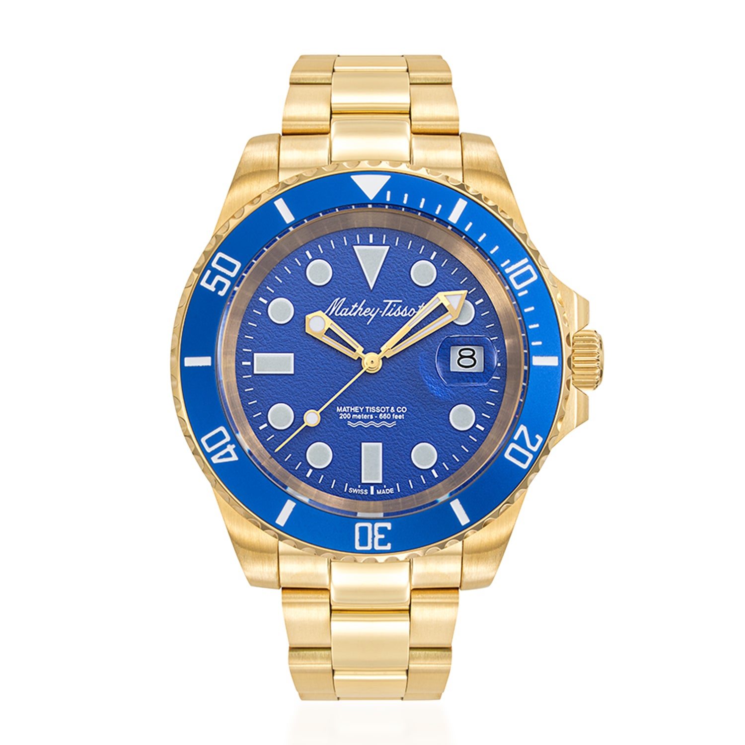 Mens Mathey Tissot Watch with a Blue Dial Swiss Quartz Ronda 515 20 ATM 43mm H977PBU_8700438_2