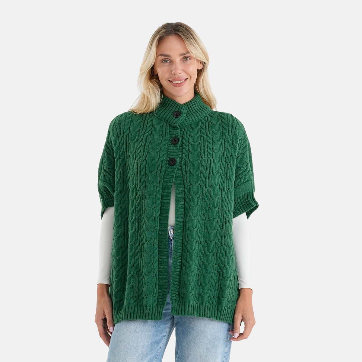 & Maisi Patterned Poncho (Size - One Size) - Green_8702105