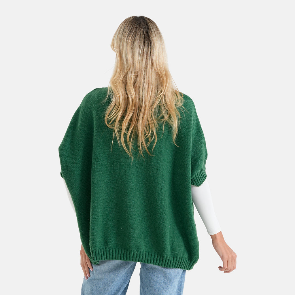 & Maisi Patterned Poncho (Size - One Size) - Green_8702105_1