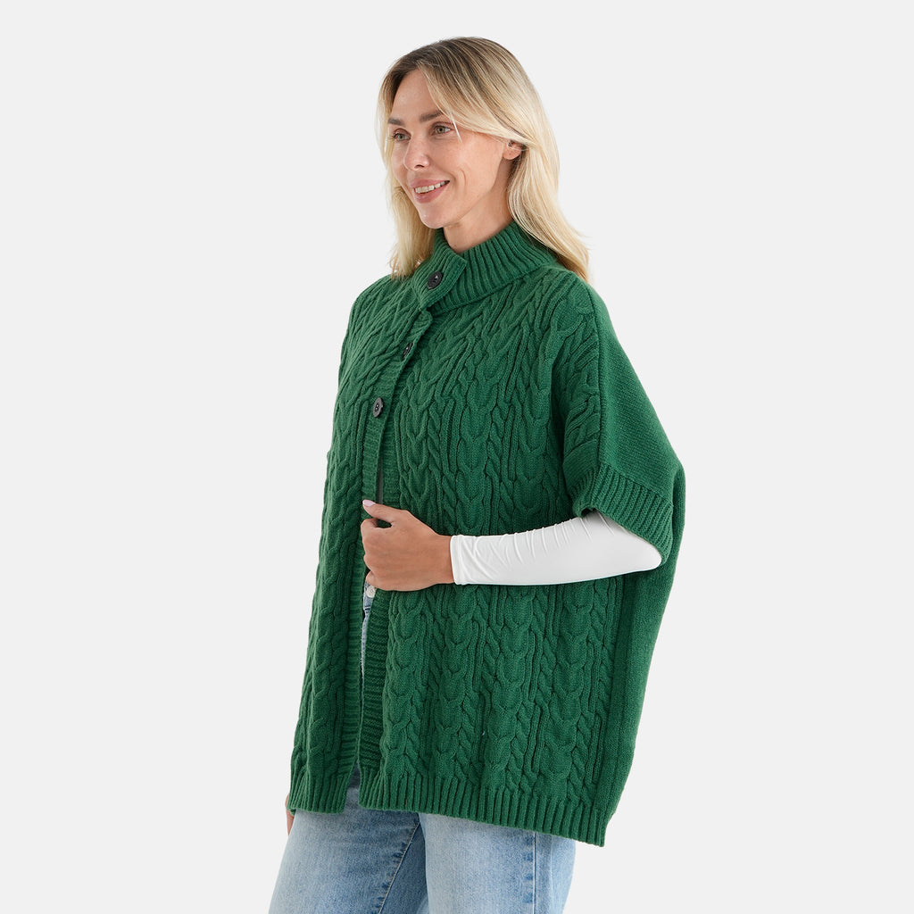 & Maisi Patterned Poncho (Size - One Size) - Green_8702105_2