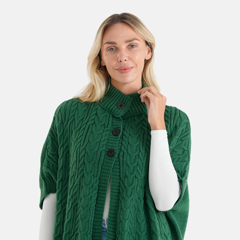 & Maisi Patterned Poncho (Size - One Size) - Green_8702105_4