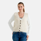 & Maisi Patterned Vest (Size - One Size) - Beige_8702106
