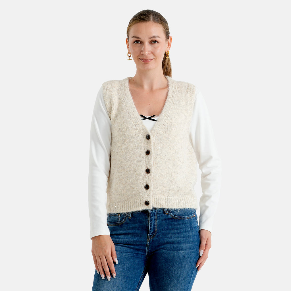 & Maisi Patterned Vest (Size - One Size) - Beige_8702106_3