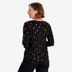 Anonymous Luxe Collection: Gold Leaf Foil-Printed Long Sleeve Top with Gold Necklace (Size L, 16-18) - Black_8704829_2