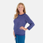 Anamor Lurex Stripe Roundneck Jumper (Size L, 16-18) - Navy_8704861_1