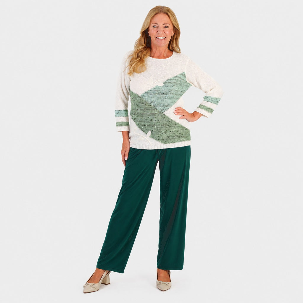 Anamor Roundneck Colour-Block Panelled Jumper (Size L, 16-18) - Mint_8704885_3