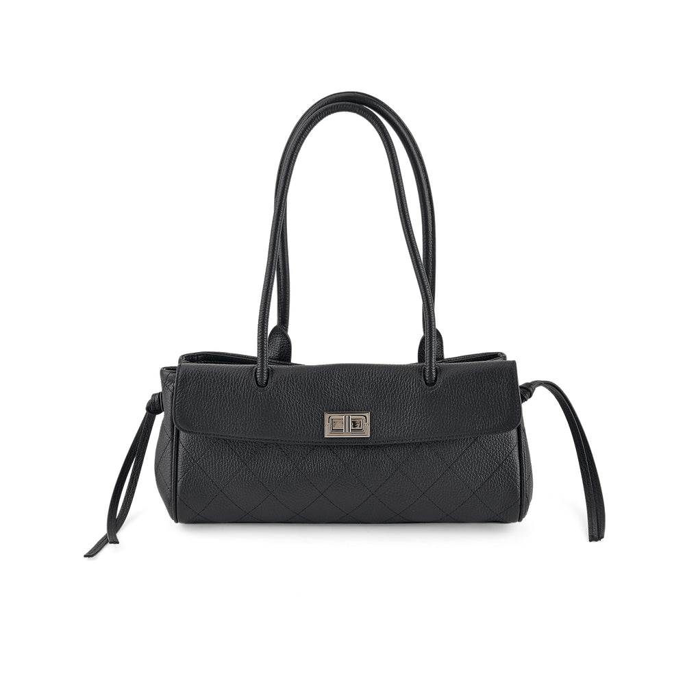 Valissiere Leather Patterned Tote Bag (Size 32x12x14 cm) - Black_8705563