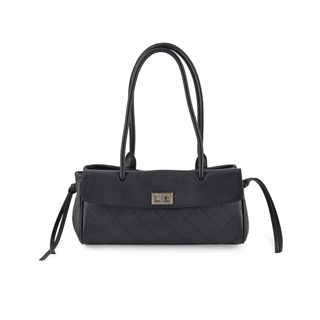 Valissiere Leather Patterned Tote Bag (Size 32x12x14 cm) - Black_8705563
