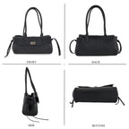 Valissiere Leather Patterned Tote Bag (Size 32x12x14 cm) - Black_8705563_3