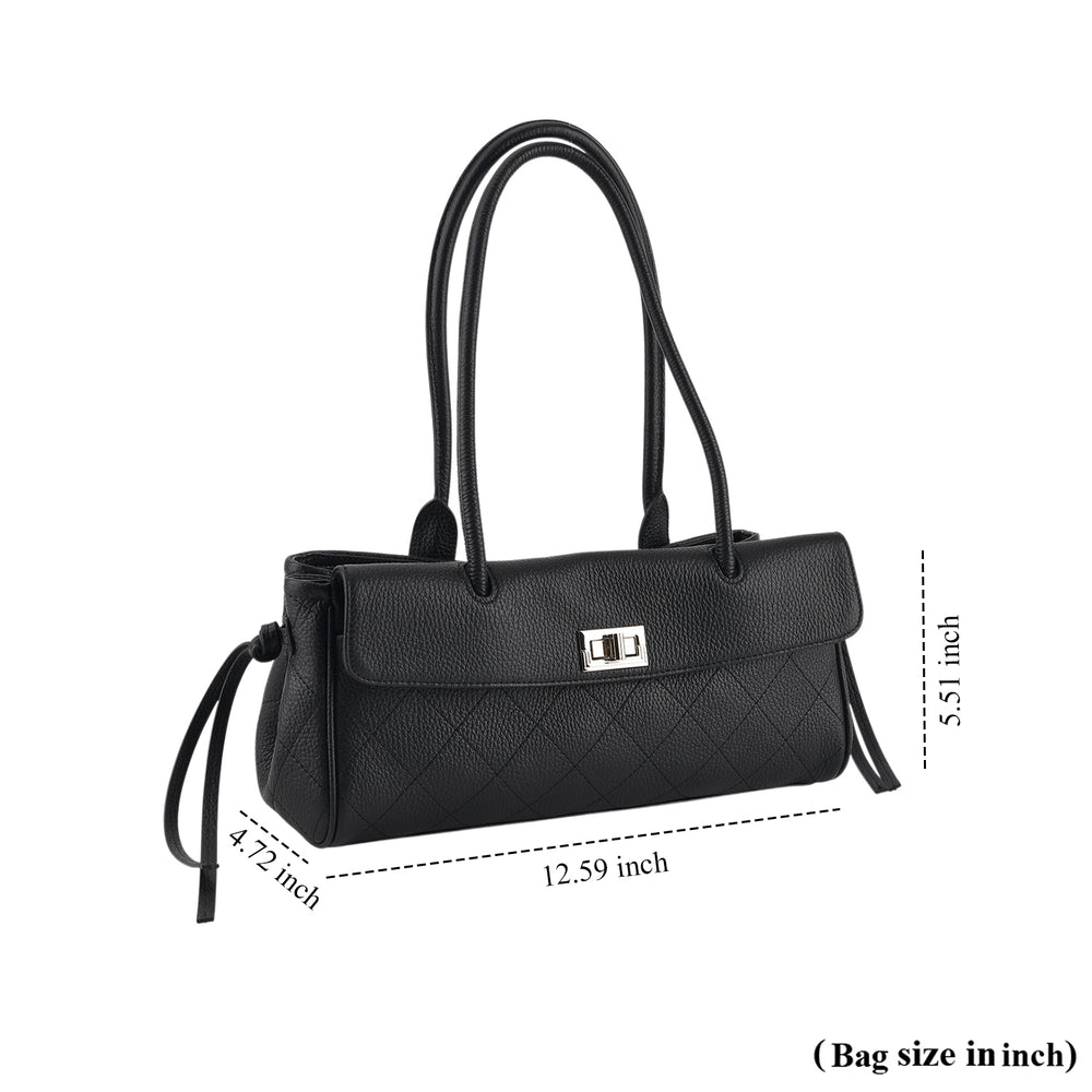 Valissiere Leather Patterned Tote Bag (Size 32x12x14 cm) - Black_8705563_5