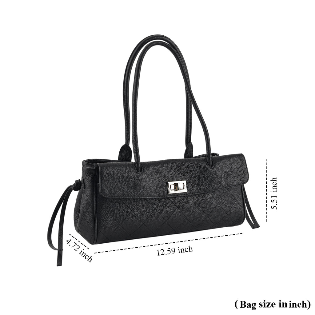 Valissiere Leather Patterned Tote Bag (Size 32x12x14 cm) - Black_8705563_5