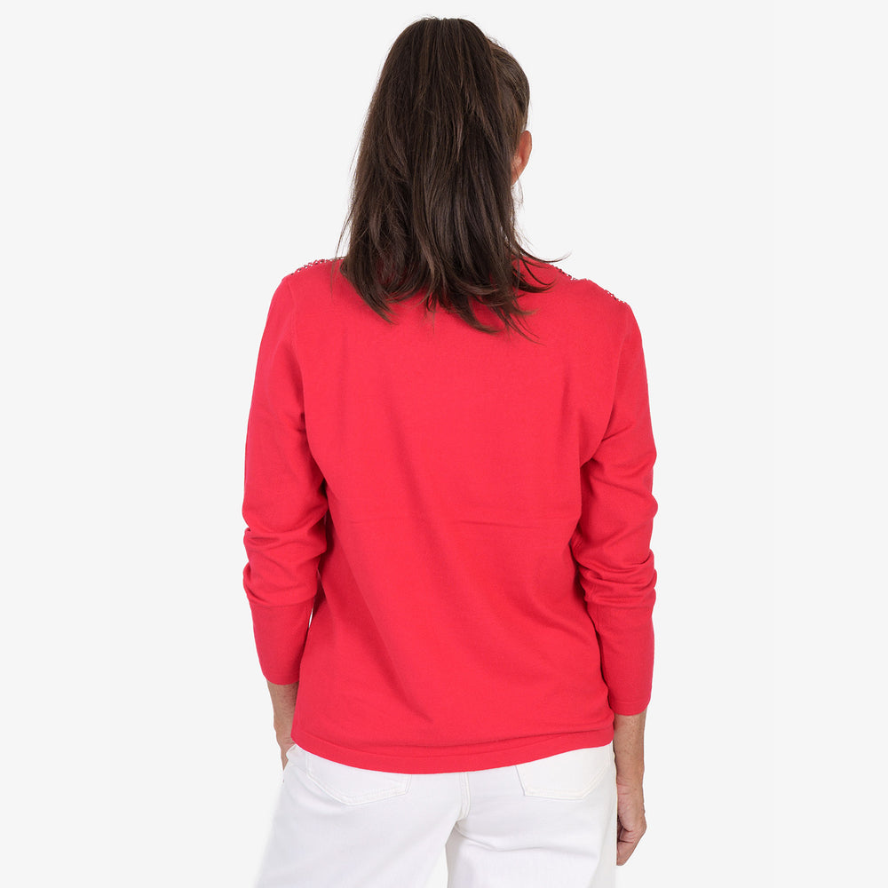Anonymous Diamante Studded Neckline Jumper  (Size L, 16-18) - Red_8705783_2