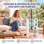 Bliss & Beyond Cooling & Heating Bladeless Fan with Air Purifier, Remote & HEPA Filter