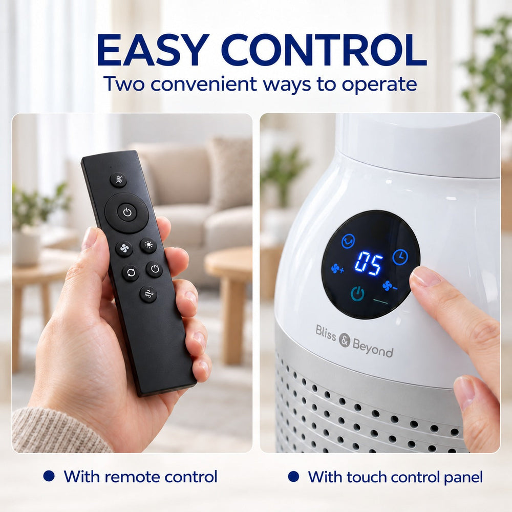 Bliss & Beyond Cooling & Heating Bladeless Fan with Air Purifier, Remote & HEPA Filter