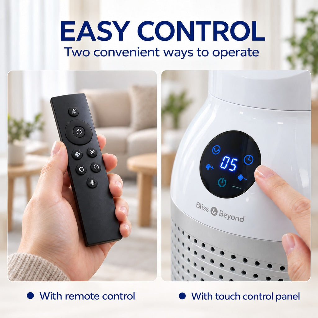 Bliss & Beyond Cooling & Heating Bladeless Fan with Air Purifier, Remote & HEPA Filter