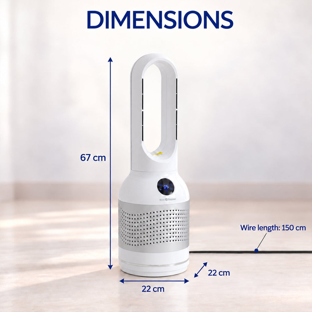 Bliss & Beyond Cooling & Heating Bladeless Fan with Air Purifier, Remote & HEPA Filter