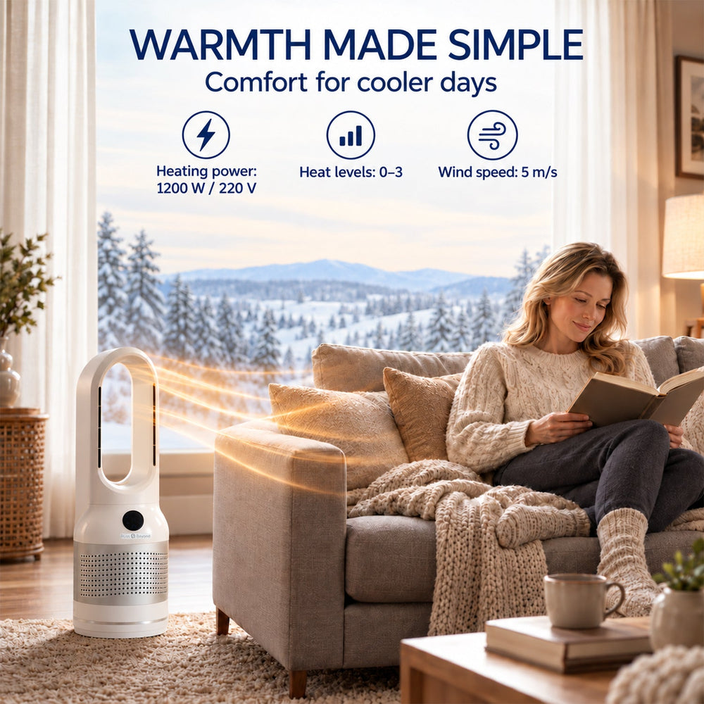Bliss & Beyond Cooling & Heating Bladeless Fan with Air Purifier, Remote & HEPA Filter