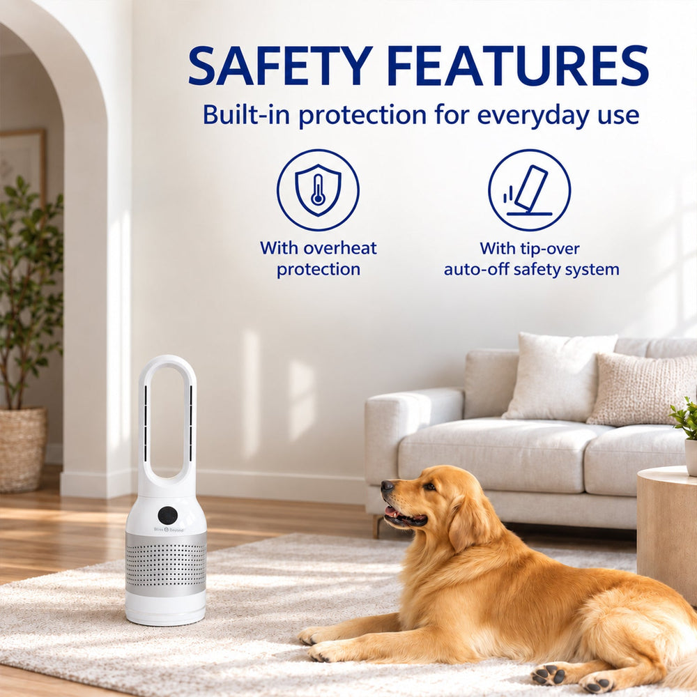 Bliss & Beyond Cooling & Heating Bladeless Fan with Air Purifier, Remote & HEPA Filter
