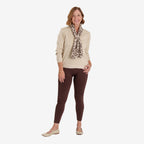 Ladies Long Sleeve Knit Jumper With Integrated Printed Scarf (Size M, 12-14) - Light Beige_8711148_3