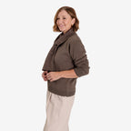 Ladies Long Sleeve Knit Jumper With Integrated Printed Scarf (Size S, 8-10) - Brown_8711161_1