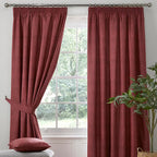 Pembrey Tartan Plaid 3 Inch Pencil Pleat Lined Curtains (66 x 54 Inch) - Red_8711430