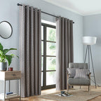 Prado Patterned Lined Curtains (66 x 54 Inch) - Grey & Terracotta_8711431