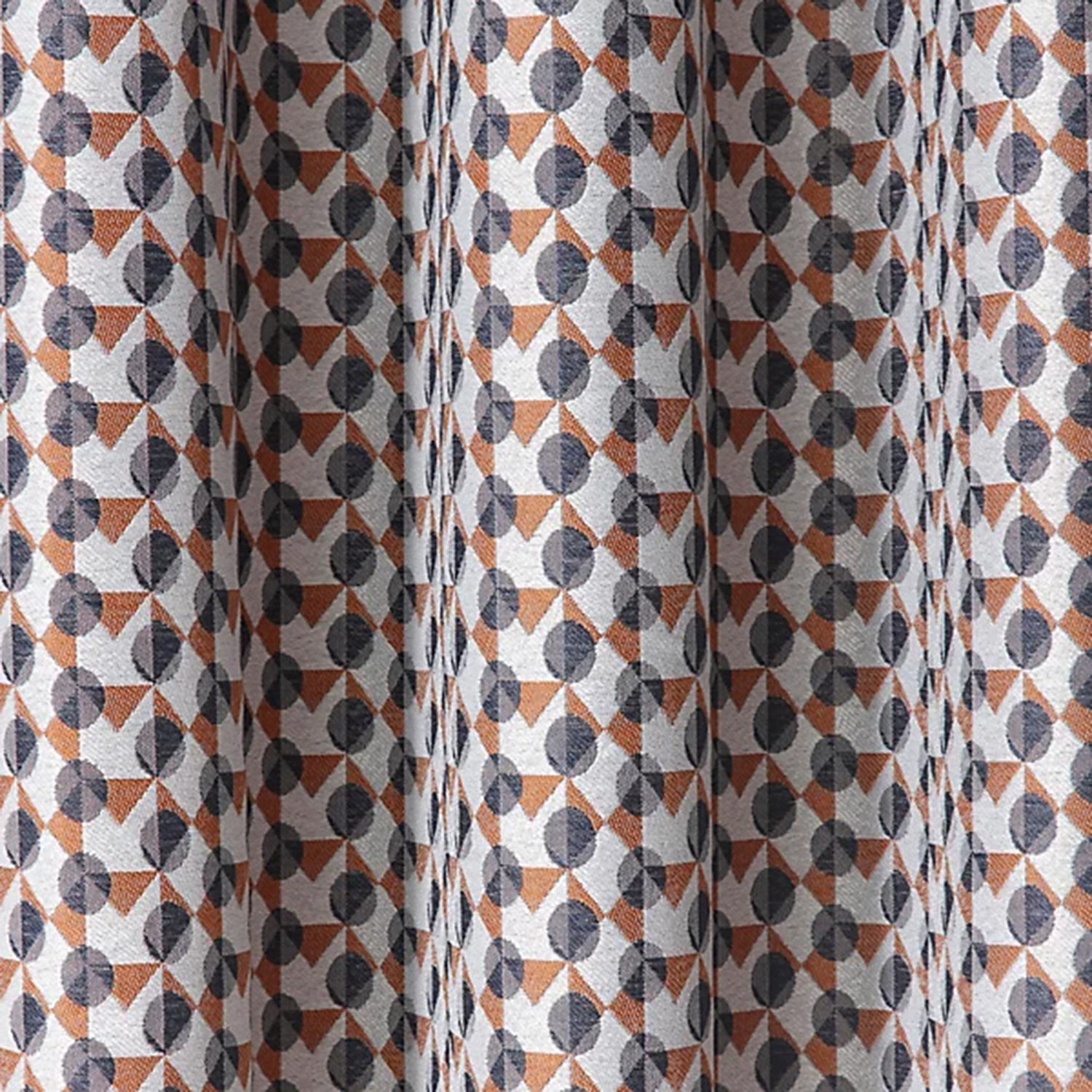 Prado Patterned Lined Curtains (66 x 54 Inch) - Grey & Terracotta_8711431_1