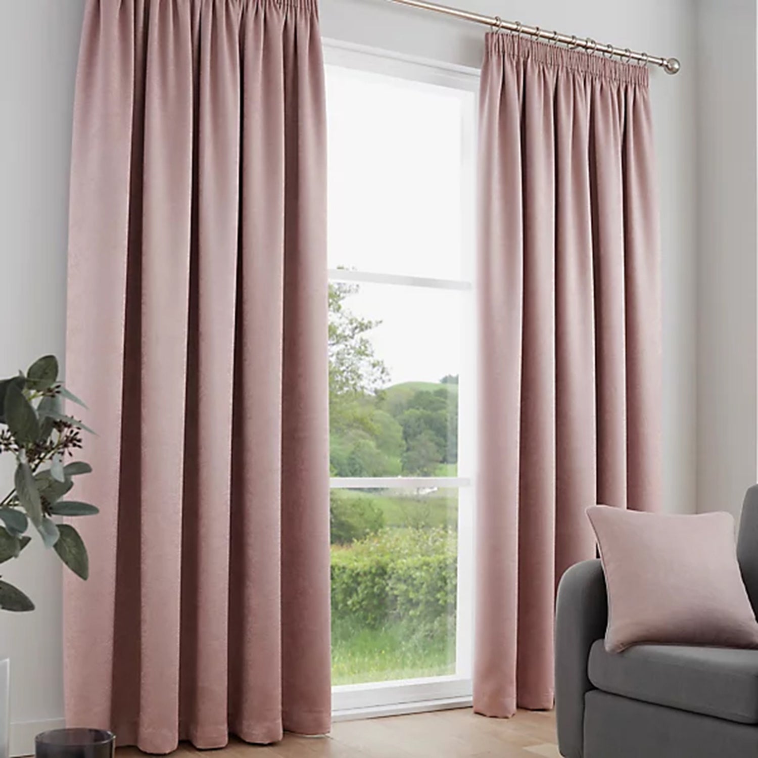 Galaxy Thermal Dim Out Ready Made Curtains (66 x 90 Inch) - Blush_8711434