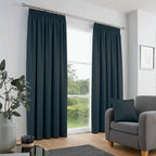 Galaxy Thermal Dim Out Ready Made Curtains (66 x 90 Inch) - Navy_8711435