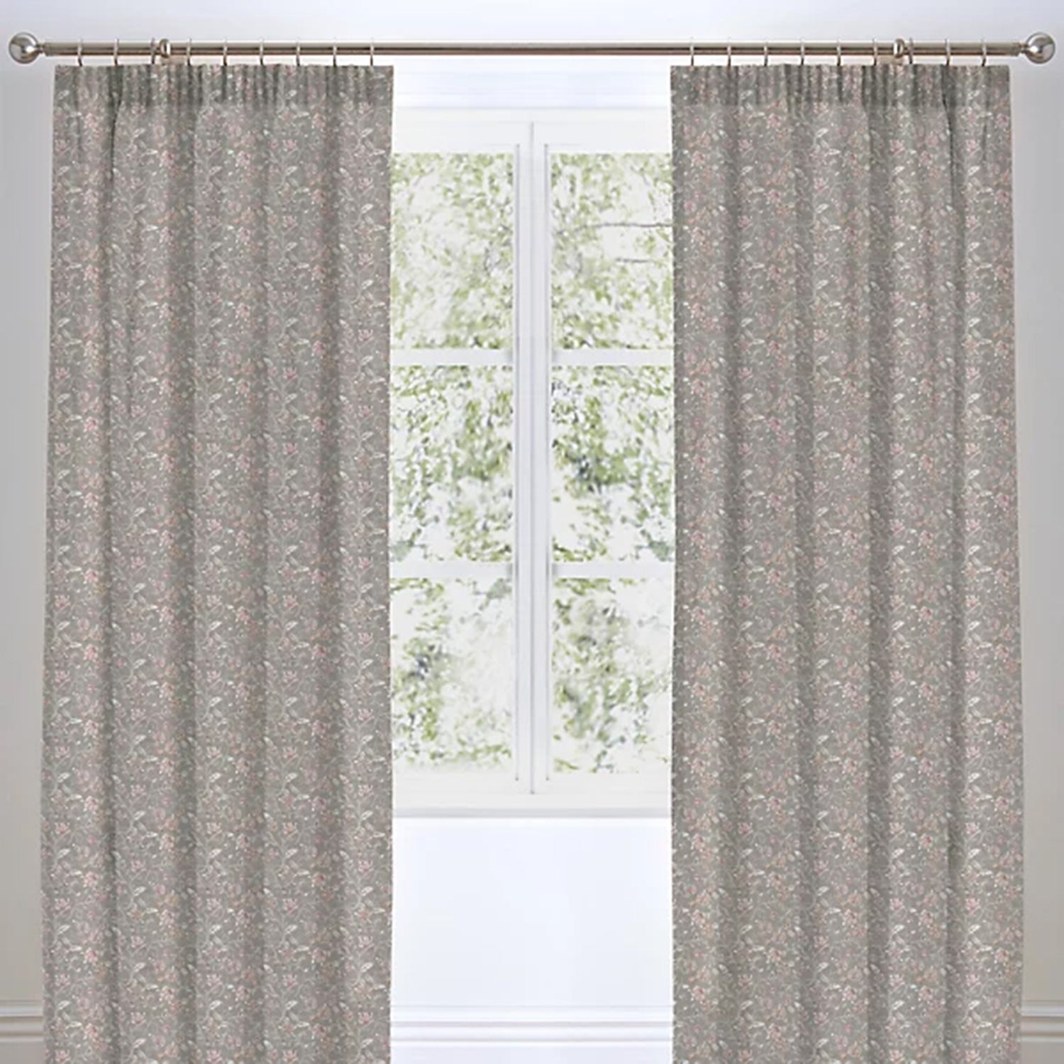 Roselle Floral Blackout Ready Made Curtains (66 x 90 Inch) - Grey_8711441
