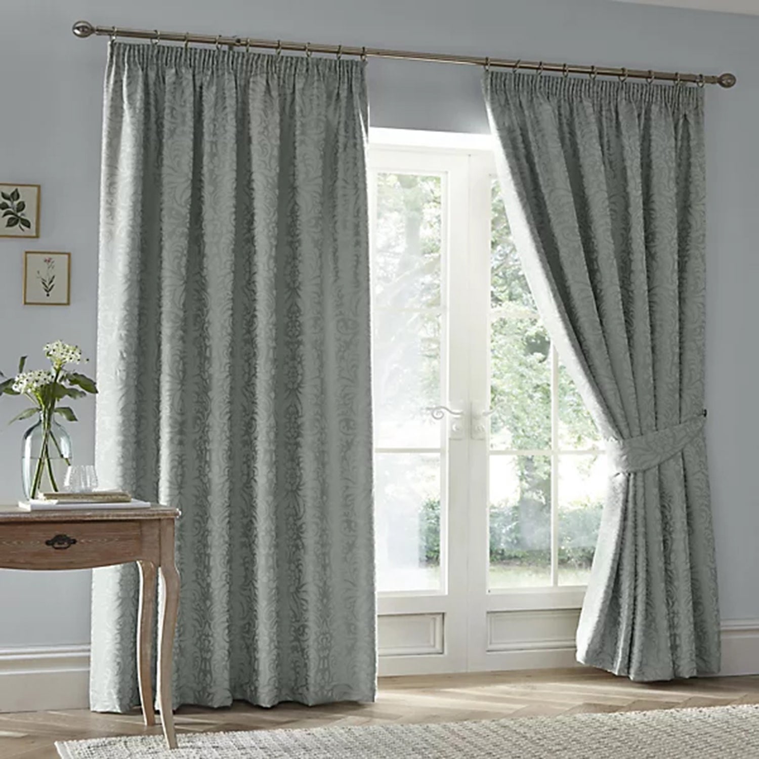 Worcester 3 Inch Pencil Pleat Lined Curtains (66 x 90 Inch) - Green_8711444